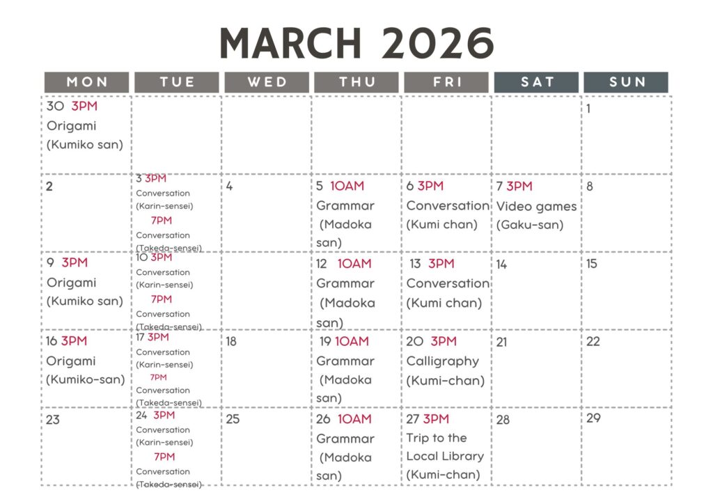 march japanese classes